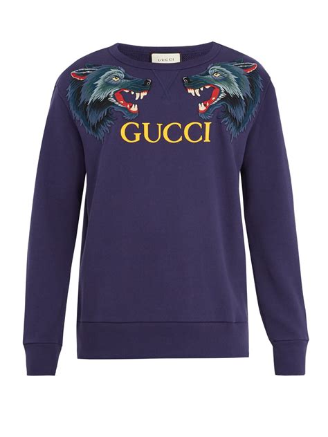 felpa gucci lupi blu